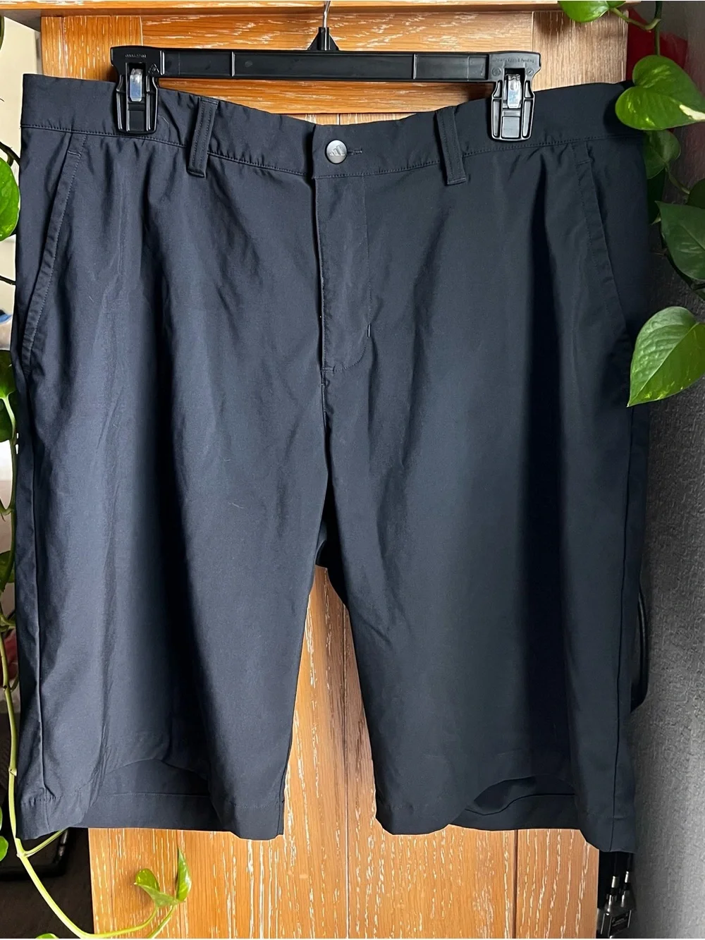 adidas Men's Black Flat-Front Performance Shorts